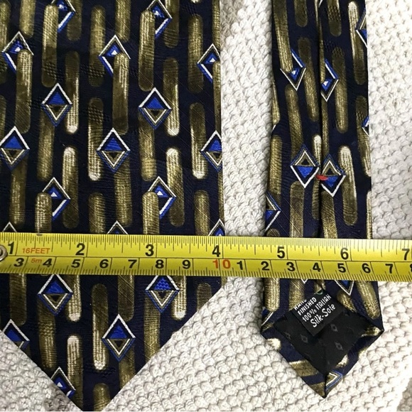 Bovet Hand Finished Classy 100% Silk Men's Fashion Neck Tie Earthy Geometric - Picture 3 of 5